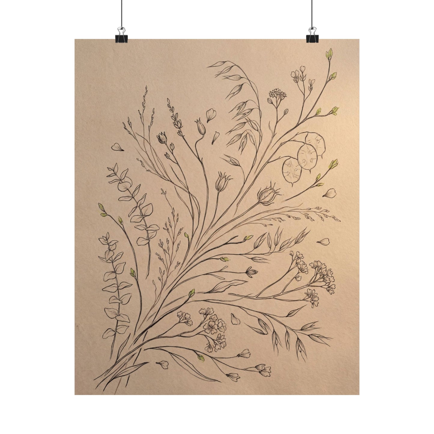 Golden Hour Dried Flowers Wall Art Print - Japandi Seijaku Art Print