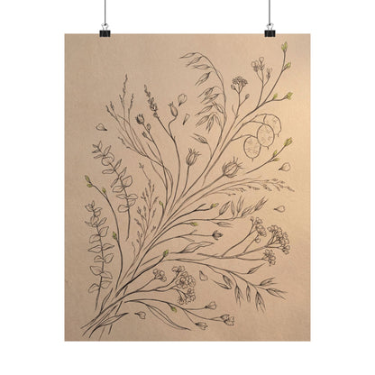 Golden Hour Dried Flowers Wall Art Print - Japandi Seijaku Art Print