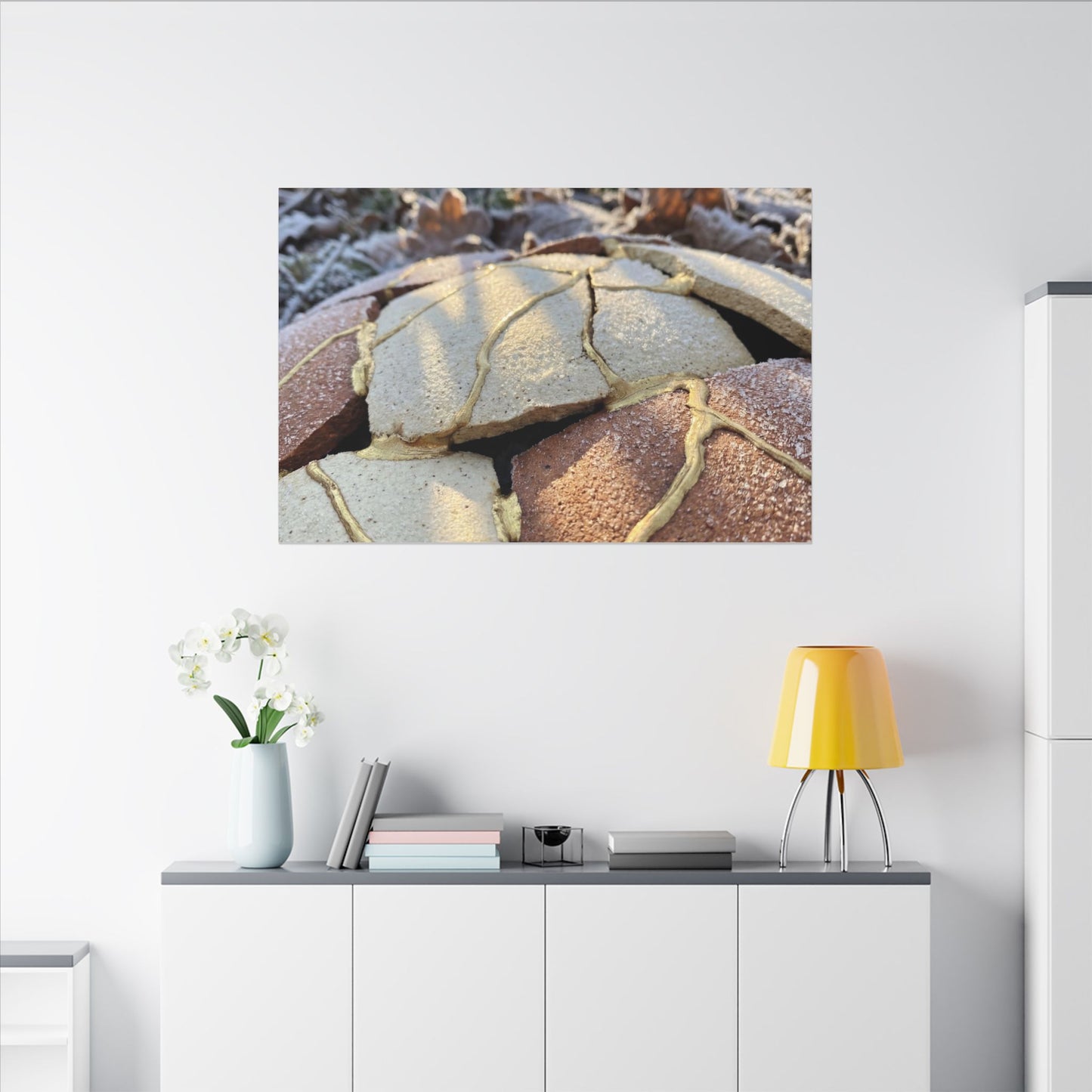 Broken Pottery Crackle Gold Canvas Art | Healing Kintsugi Art