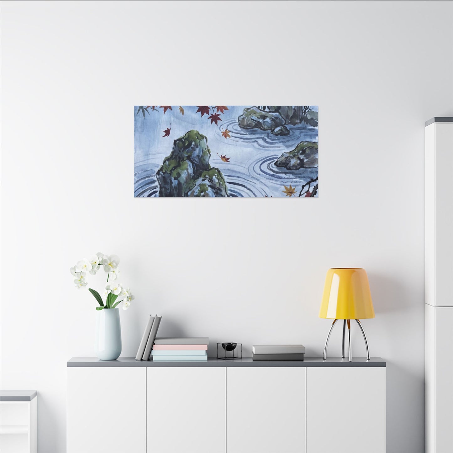 Rock Garden Autumn Canvas Art | Zen Tranquil Design