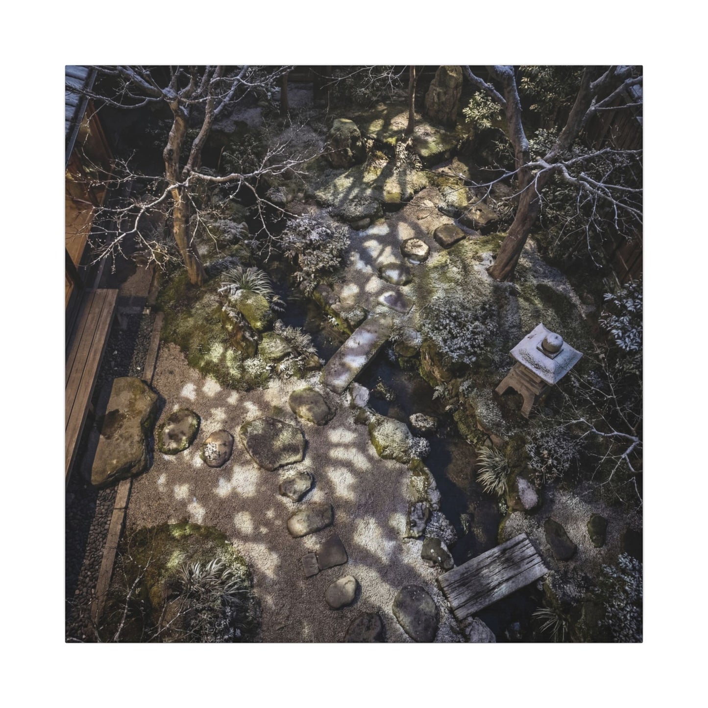 Moonlit Garden Japanese Pattern Canvas Art | Elegant Japandi Art