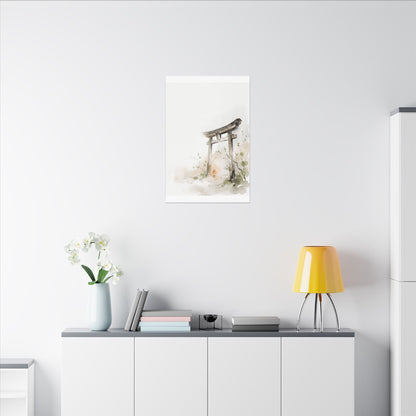 Fukinsei Torii Gate Canvas Art - Japandi Watercolor
