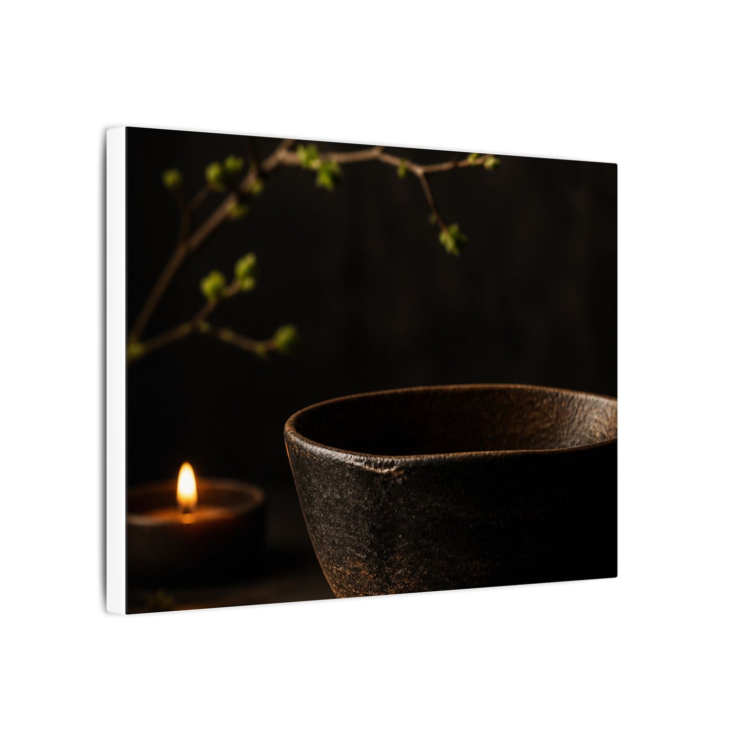 Moody Ceramic Bowl Canvas Art - Shadow Zen Dark Japandi