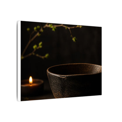 Moody Ceramic Bowl Canvas Art - Shadow Zen Dark Japandi