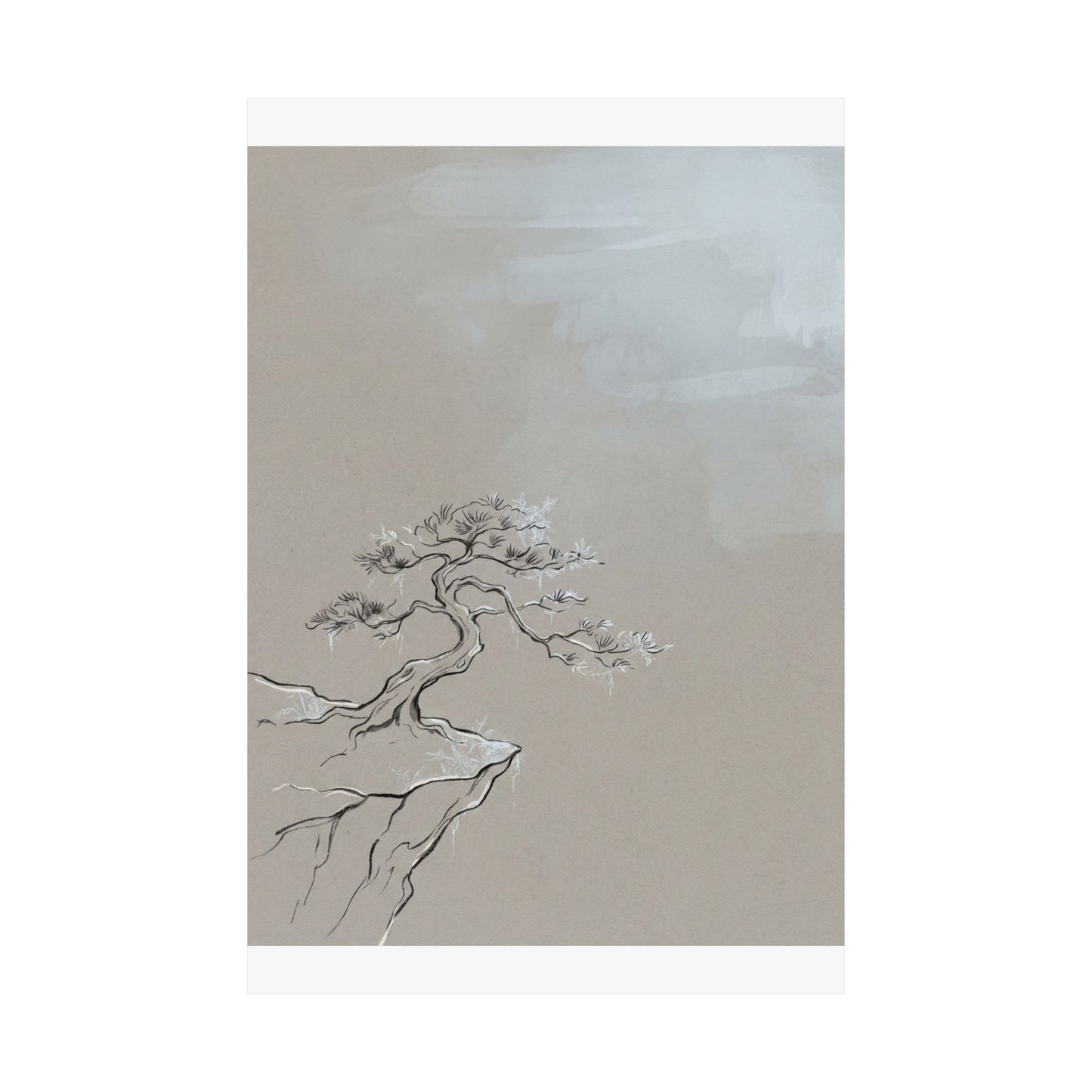 Ma Pine Tree Wall Art Print - Japandi Minimal Line