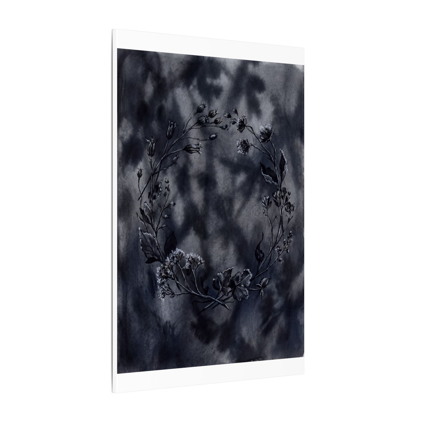 Dried Flowers Canvas Art | Winter Dark Japandi Shadow Zen Art