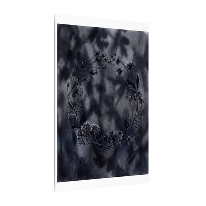 Dried Flowers Canvas Art | Winter Dark Japandi Shadow Zen Art