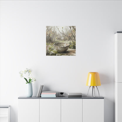 Japandi Ceramic Bowl in Overcast | Minimal Line Canvas Art