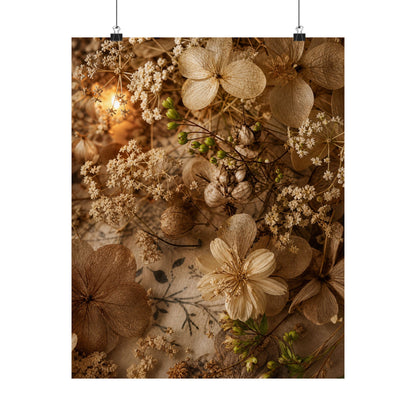 Candlelight Dried Flowers Wall Art Print - Japandi Fukinsei