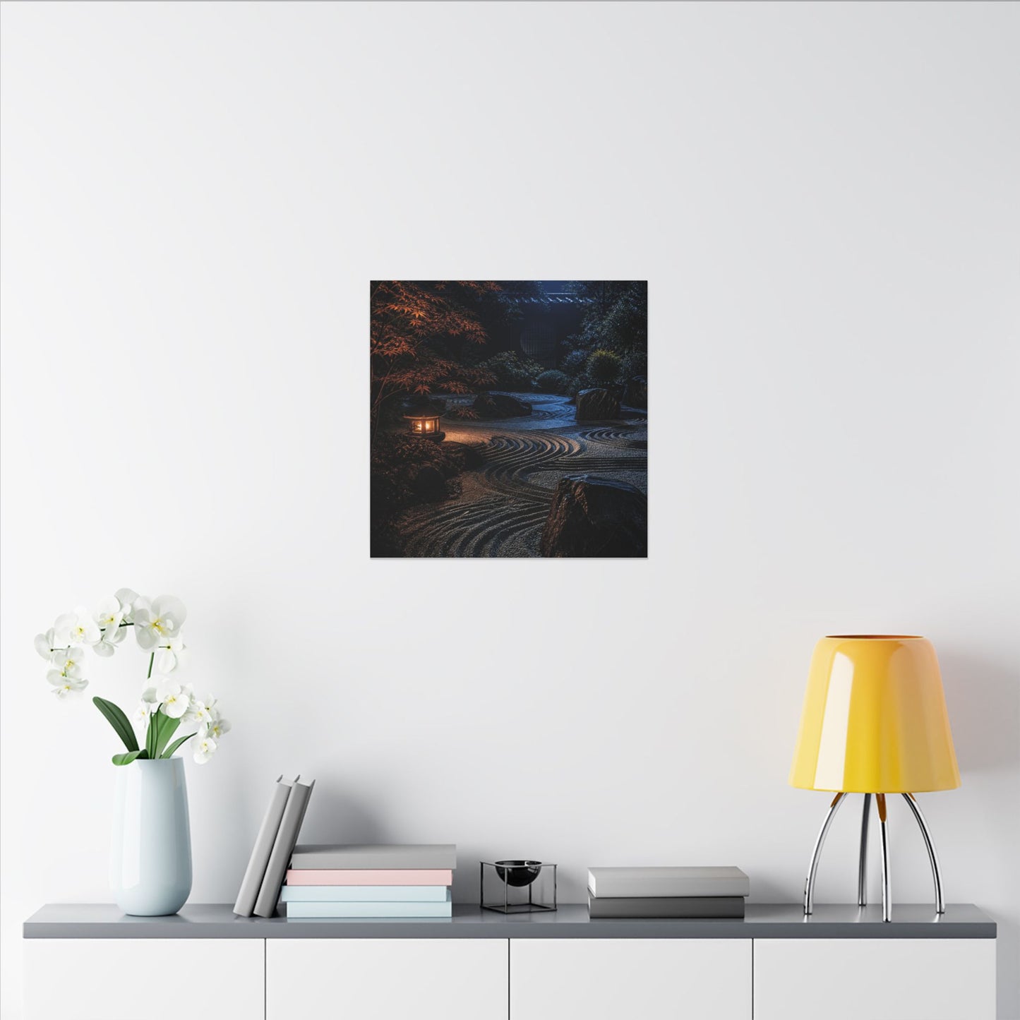Summer Rock Garden Shadow Zen Canvas Art | Moody Decor