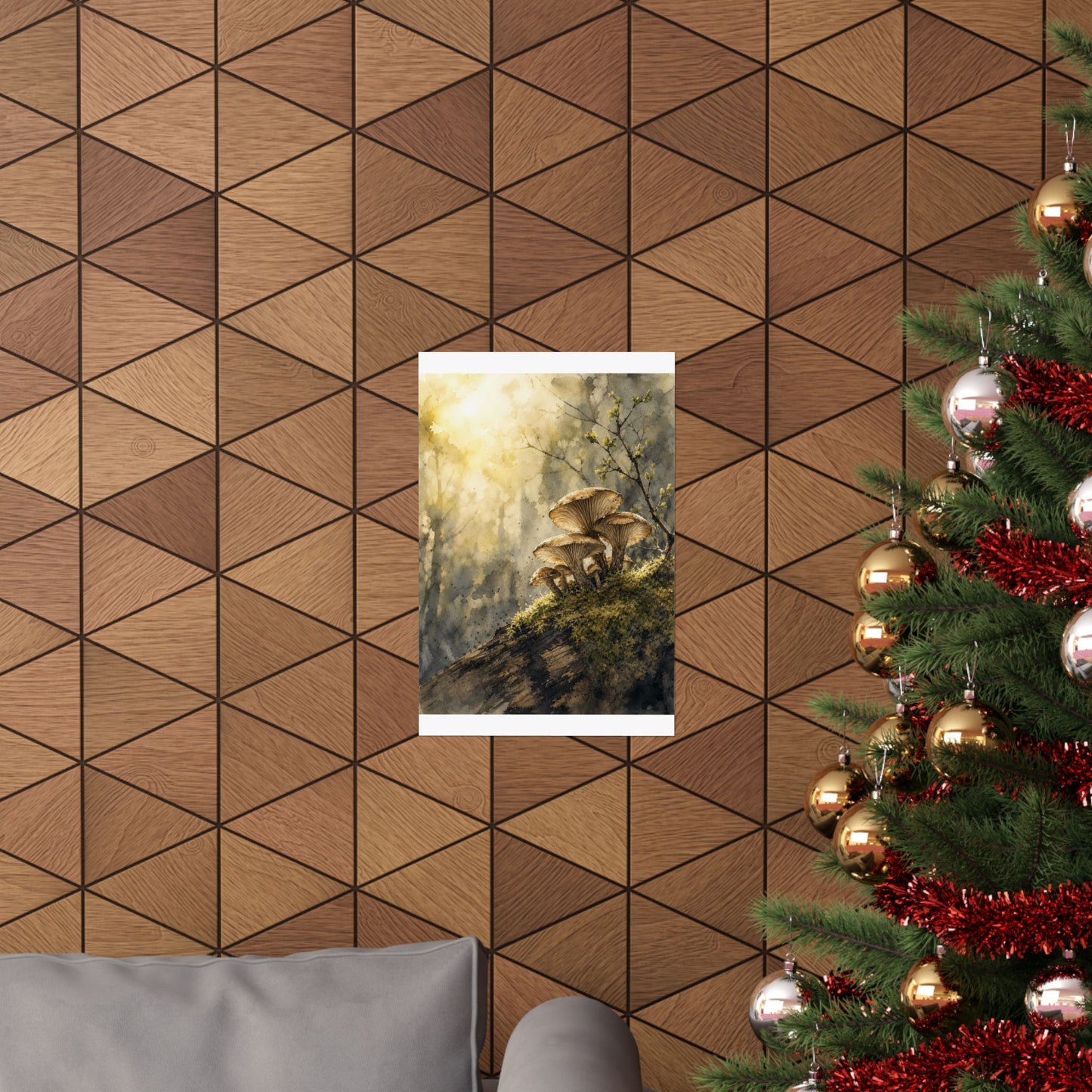 Wild Mushrooms Spring Wall Art Print | Japandi Earthy Design