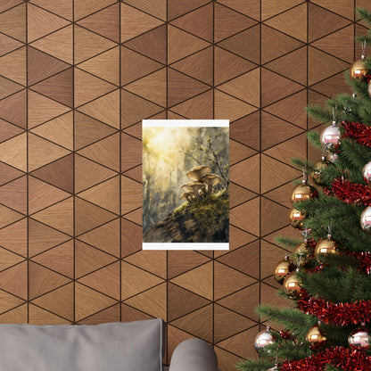 Wild Mushrooms Spring Wall Art Print | Japandi Earthy Design