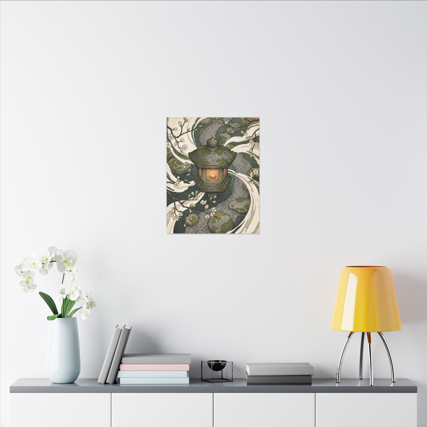 Zen Stone Lantern in Candlelight | Ukiyo E Inspired Canvas Art