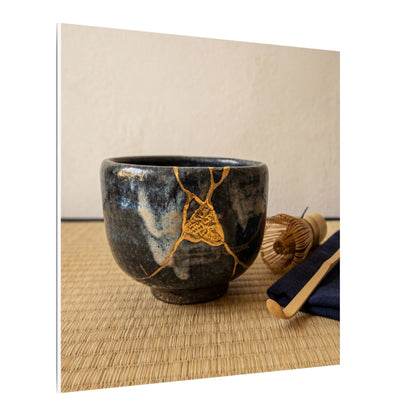 Kanso Tea Ceremony Canvas Art - Kintsugi Gold Vein