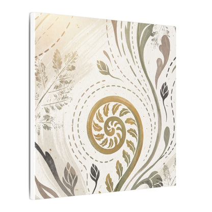 Japandi Fern Unfurling in Golden Hour | Japanese Pattern Canvas Art