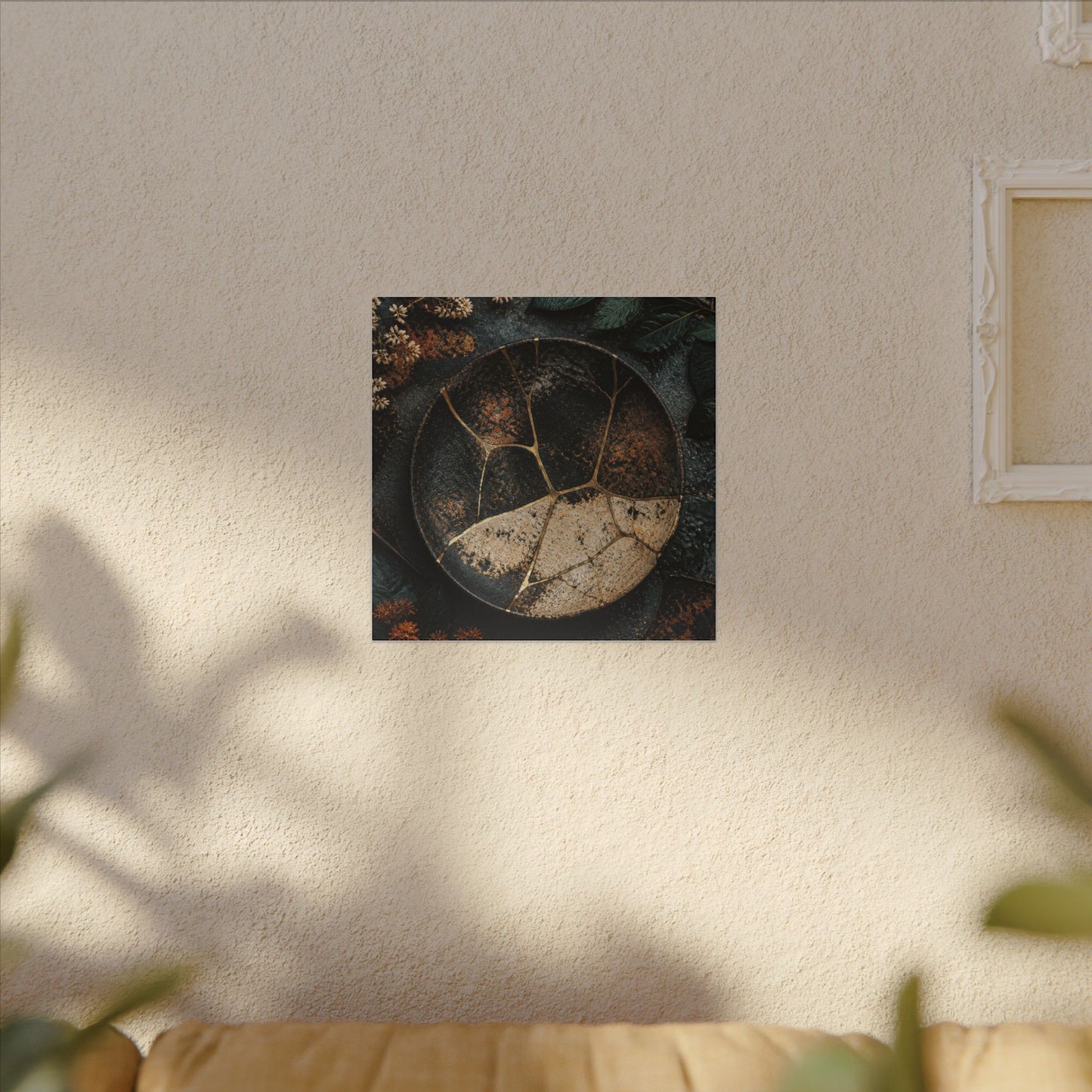 Kintsugi Rust Patina in Dawn | Gold Repair Canvas Art