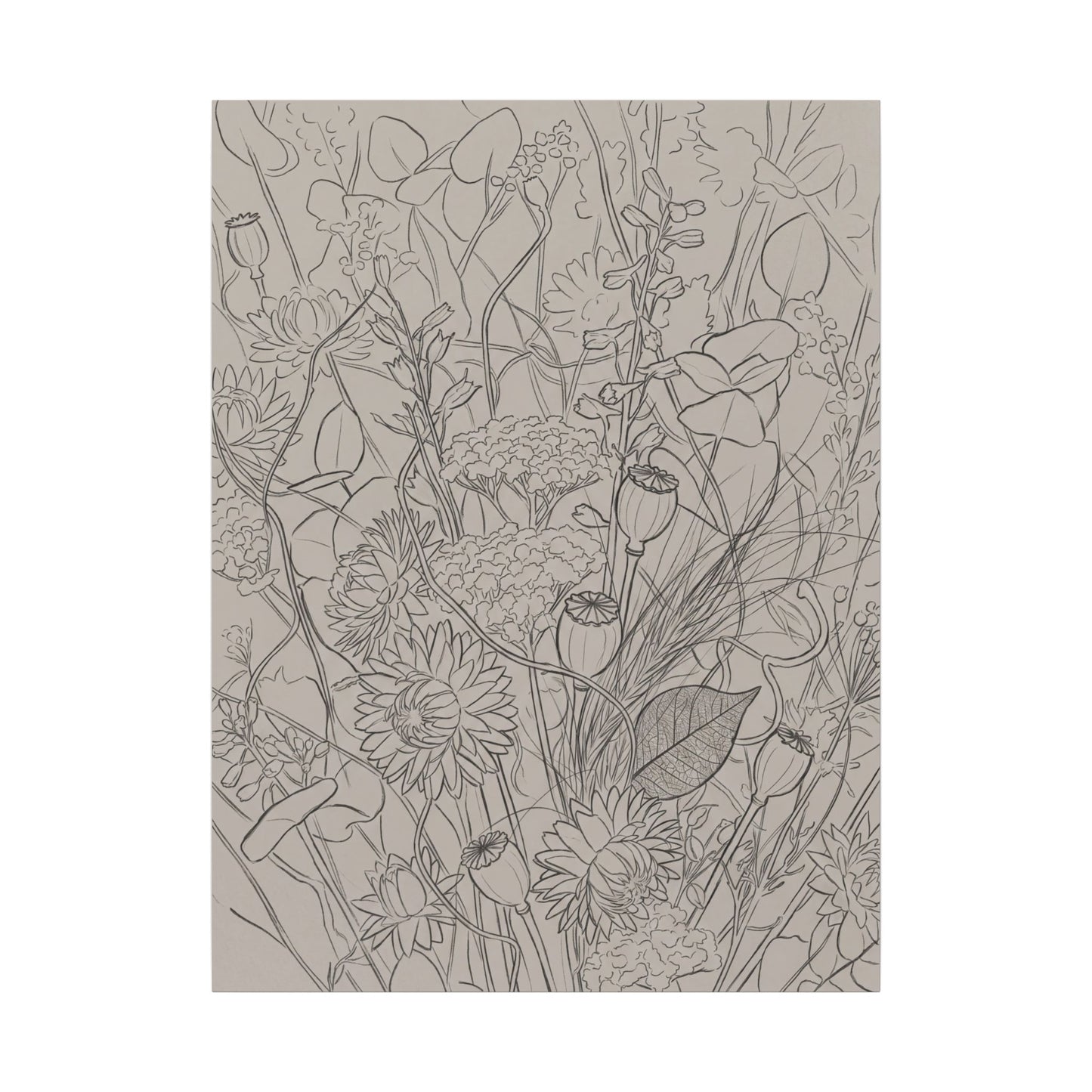 Summer Dried Flowers Minimal Line Canvas Art | Elegant Decor