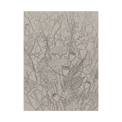 Summer Dried Flowers Minimal Line Canvas Art | Elegant Decor