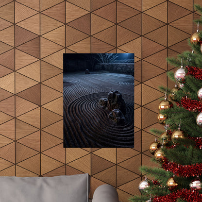 Bold Rock Garden Wall Art Print - Moody Minimal Dark Japandi