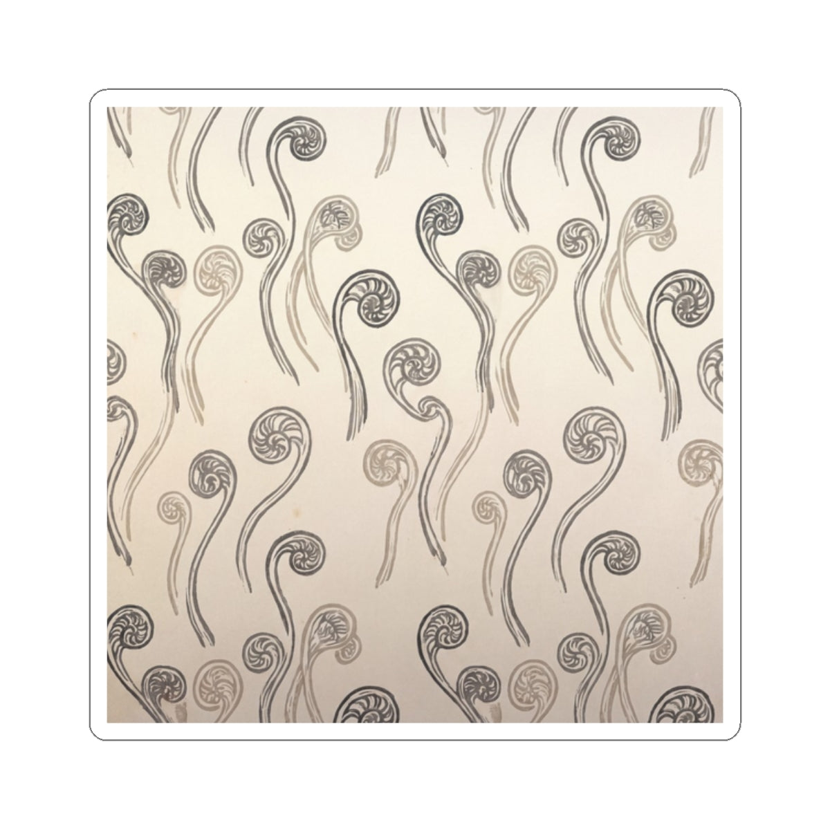 Summer Fern Unfurling Japanese Pattern Sticker | Neutral Decor