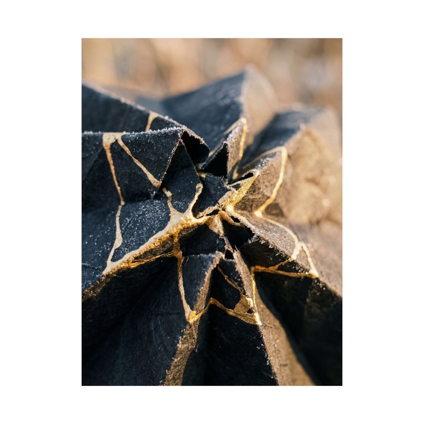 Paper Fold Wall Art Print | Winter Kintsugi Gold Repair Art