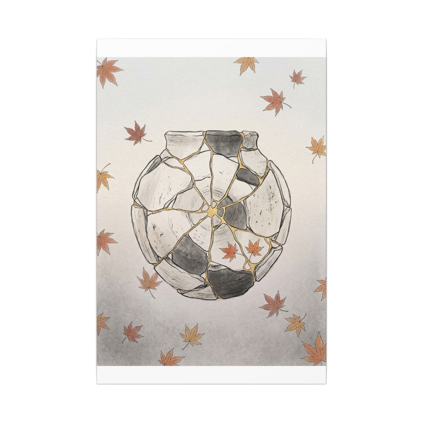 Japandi Broken Pottery in Dawn | Minimal Line Canvas Art