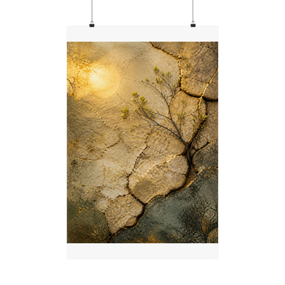 Cracked Earth Texture Wall Art Print | Earthy Japandi Art