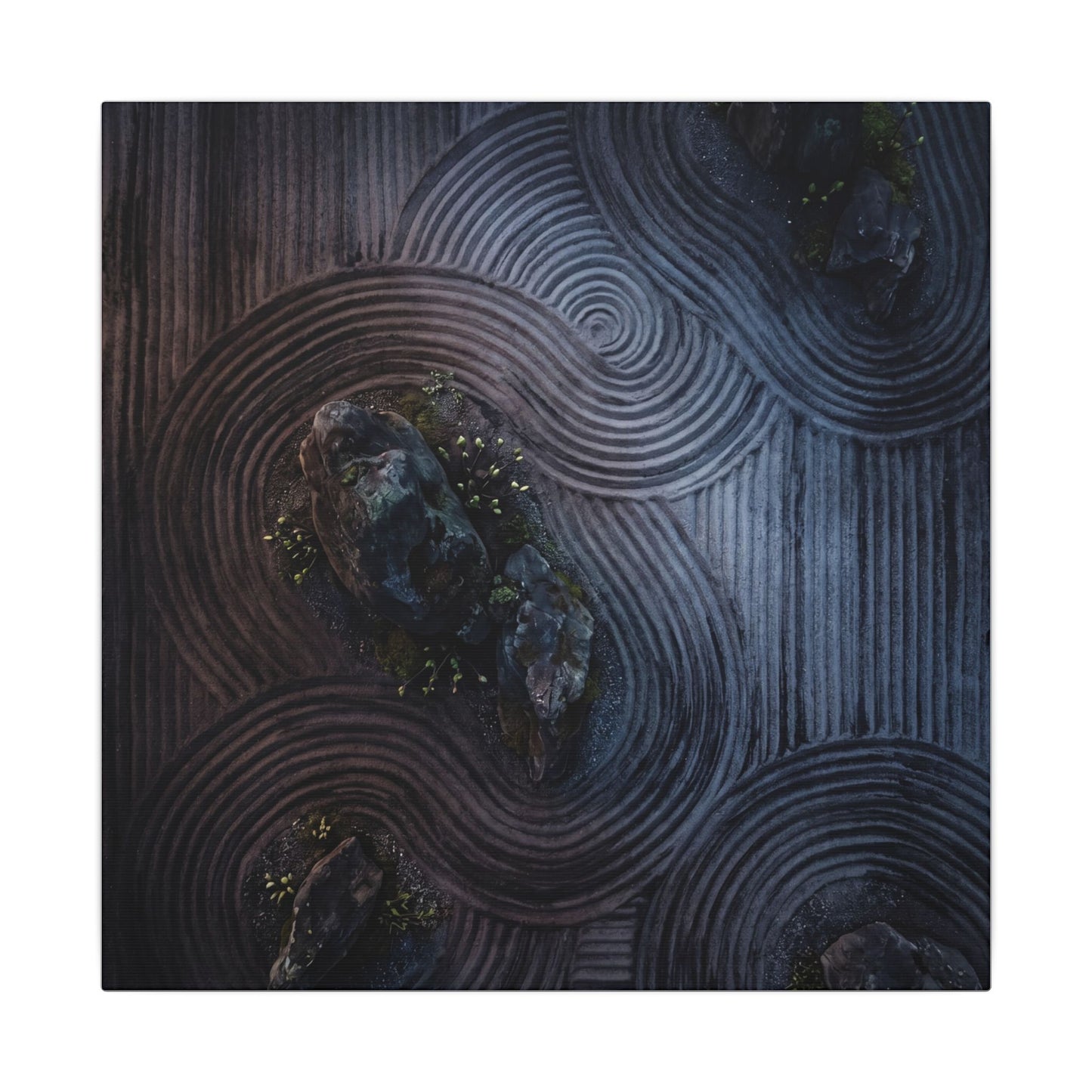 Spring Rock Garden Charcoal Ink Canvas Art | Bold Decor