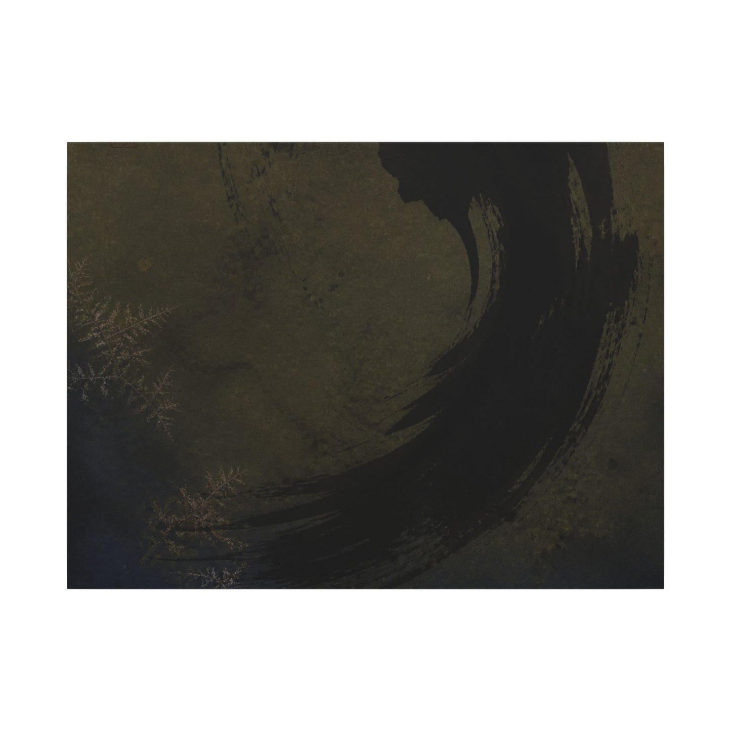 Seijaku Ink Brushstroke Canvas Art - Dark Japandi Moody Minimal