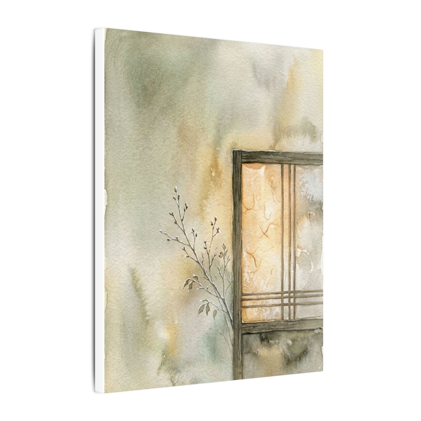 Ma Shoji Screen Canvas Art - Japandi Watercolor