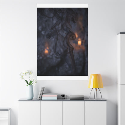 Incense Smoke Winter Canvas Art | Dark Japandi Sophisticated Design