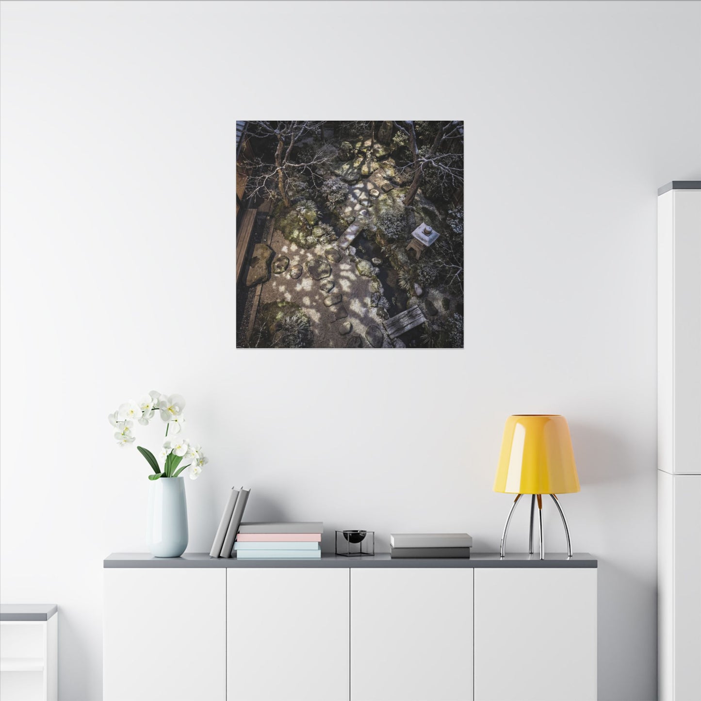 Moonlit Garden Japanese Pattern Canvas Art | Elegant Japandi Art