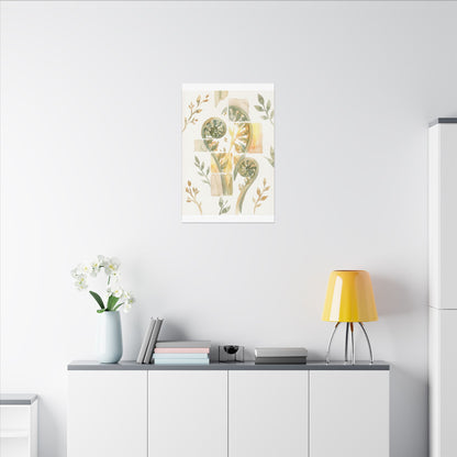 Earthy Fern Unfurling Canvas Art - Watercolor Japandi