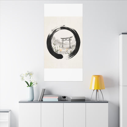 Spring Torii Gate Enso Canvas Art | Tranquil Decor