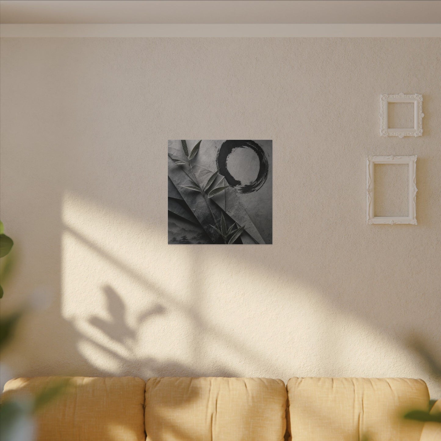 Winter Paper Fold Enso Canvas Art | Serene Decor