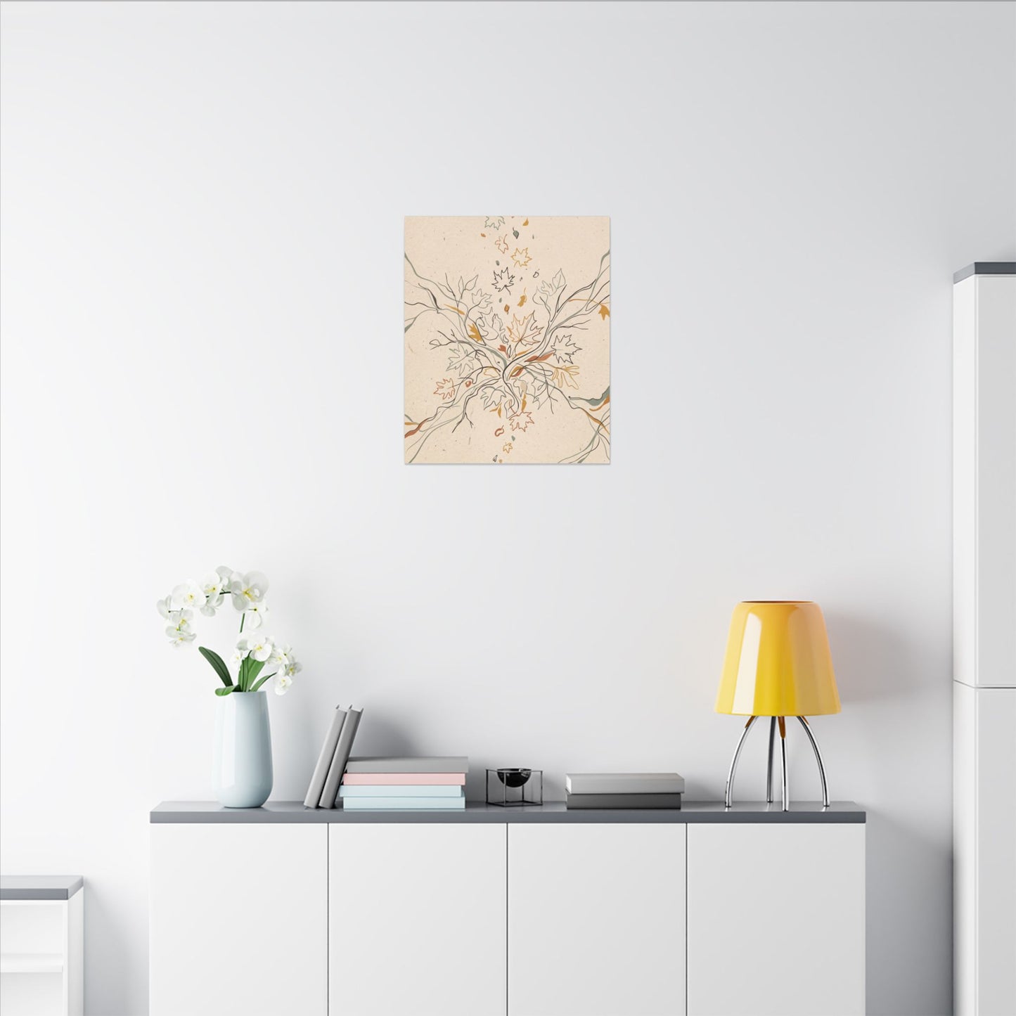 Warm Shadow Play Canvas Art - Minimal Line Japandi