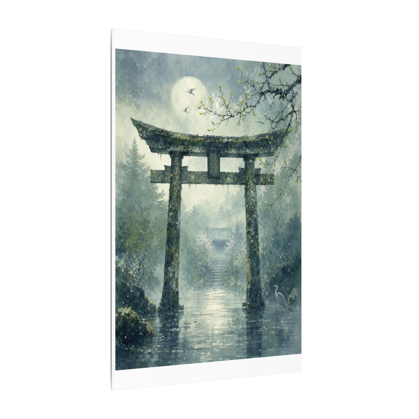 Earthy Torii Gate Canvas Art - Watercolor Japandi