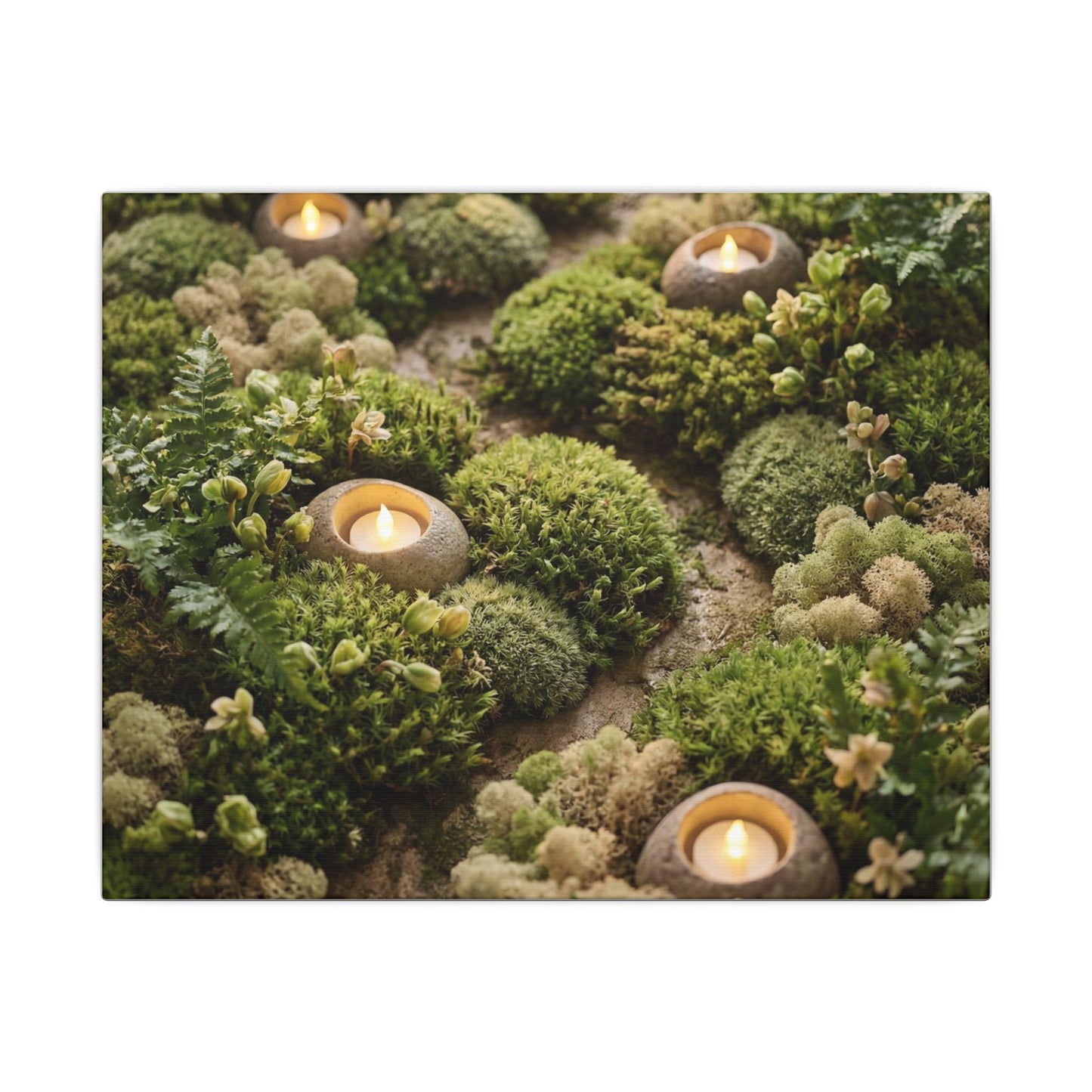 Moss Close Up Japanese Pattern Canvas Art | Neutral Japandi Art