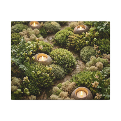 Moss Close Up Japanese Pattern Canvas Art | Neutral Japandi Art