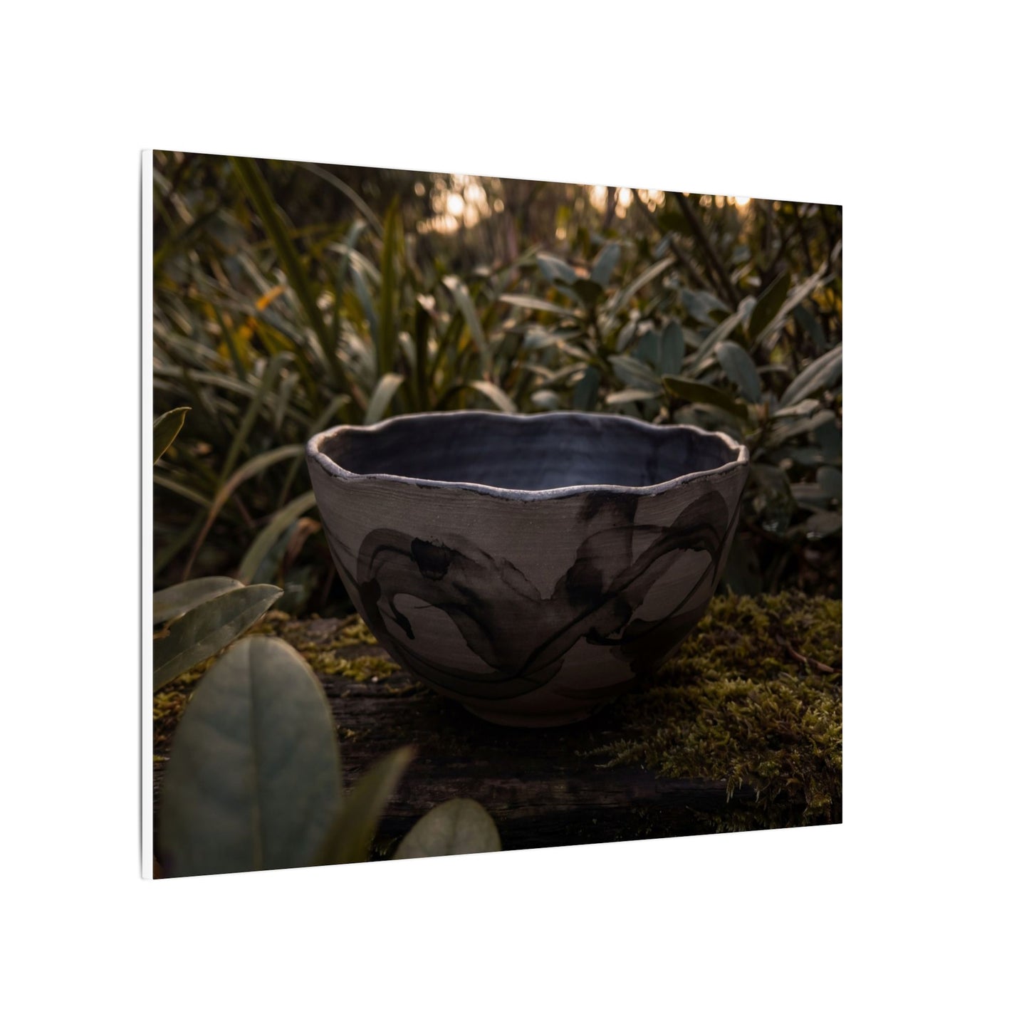 Ceramic Bowl Canvas Art | Summer Dark Japandi Charcoal Ink Art