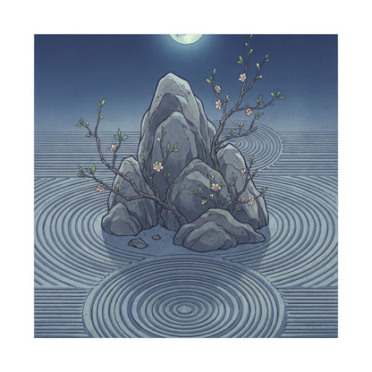 Spring Rock Garden Ukiyo E Inspired Canvas Art | Tranquil Decor