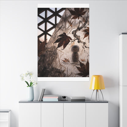 Shoji Screen Autumn Canvas Art | Dark Japandi Atmospheric Design