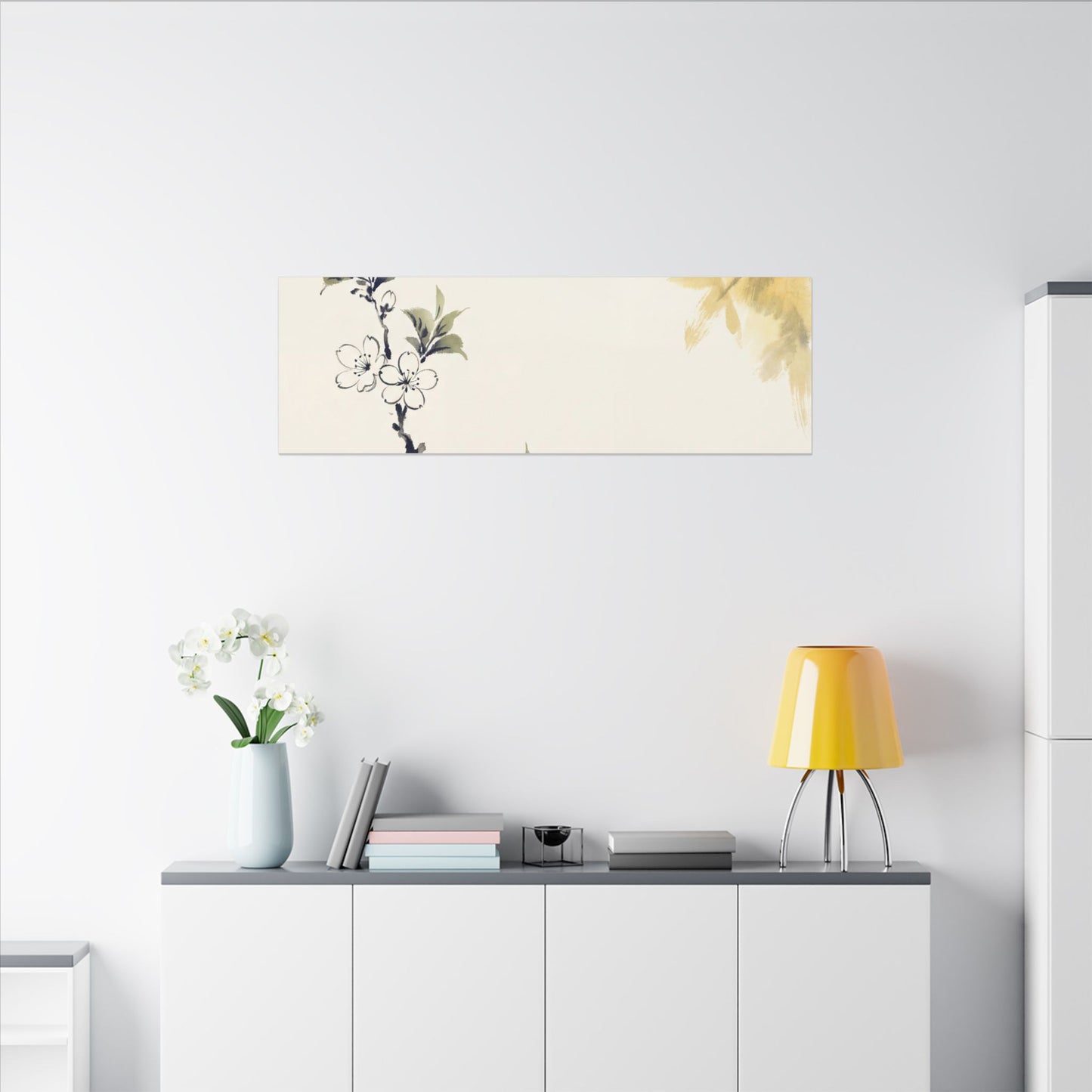 Kanso Cherry Blossom Canvas Art - Zen Sumi E
