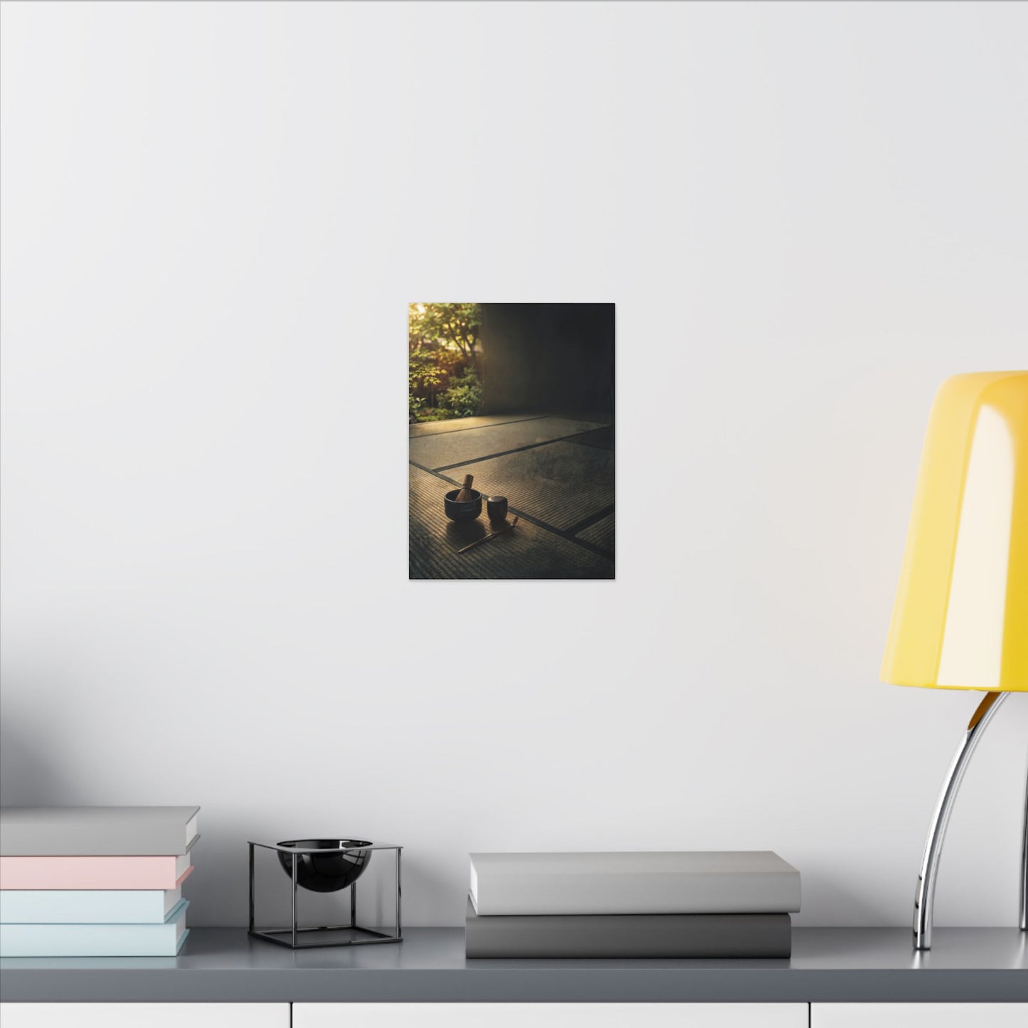 Dark Japandi Tea Ceremony in Golden Hour | Dark Texture Canvas Art