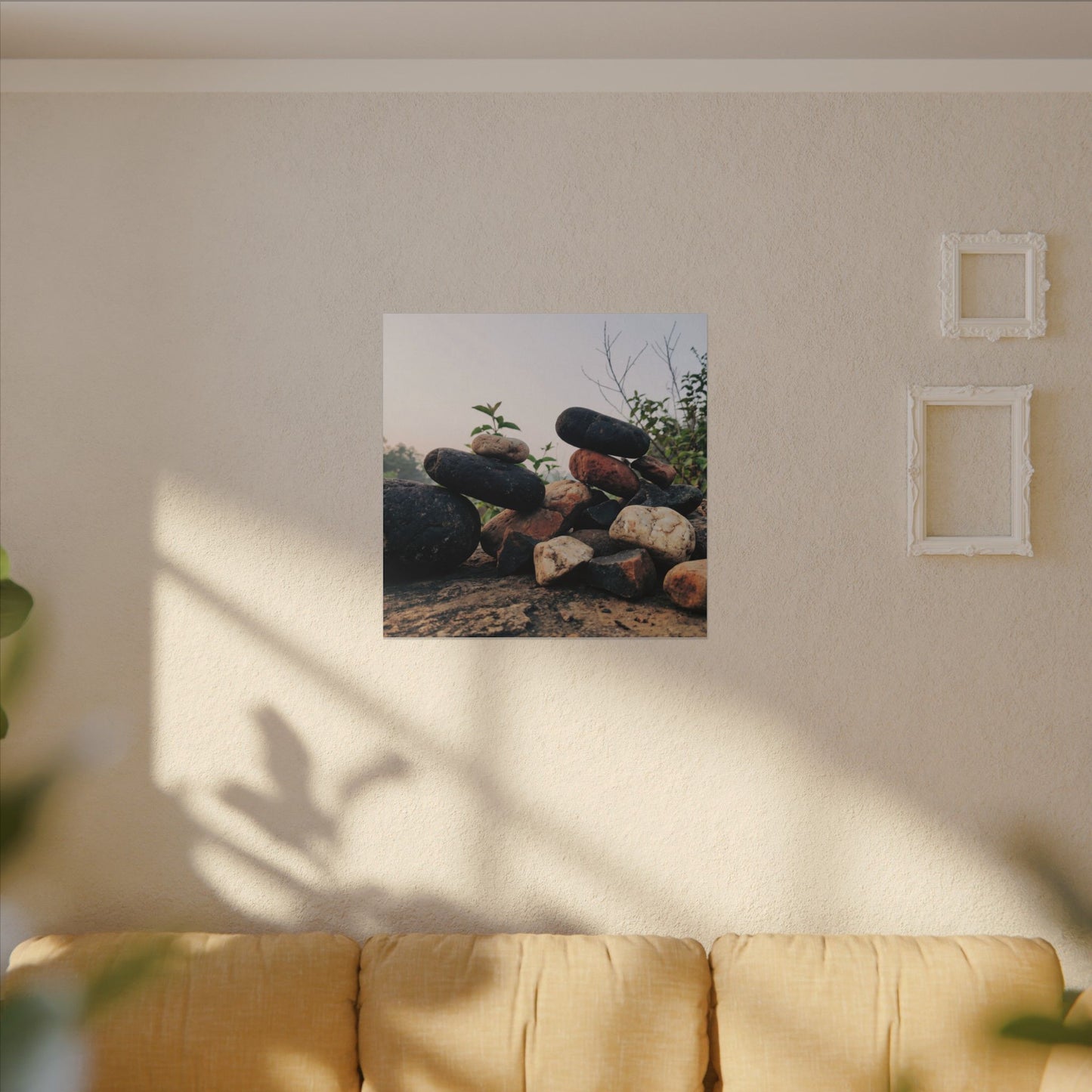 River Stones Canvas Art | Spring Kintsugi Broken Beauty Art