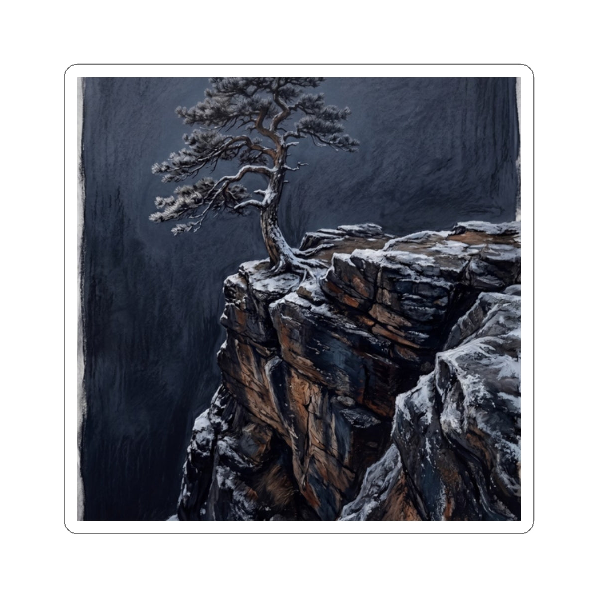 Dawn Pine Tree Sticker - Dark Japandi Fukinsei