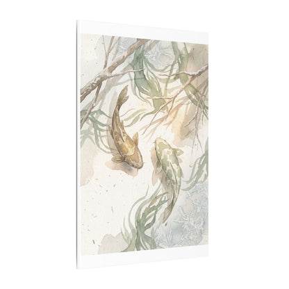 Koi Pond Canvas Art | Winter Japandi Watercolor Art