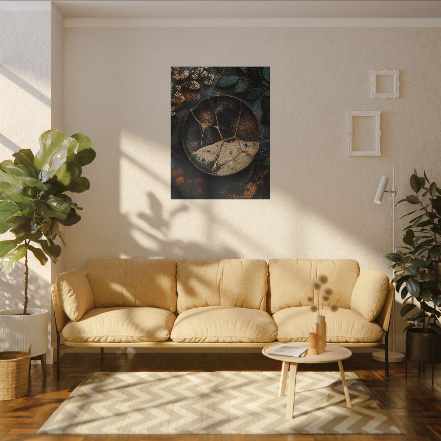 Kintsugi Rust Patina in Dawn | Gold Repair Canvas Art