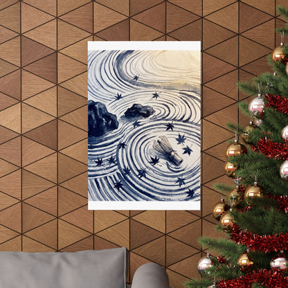 Datsuzoku Rock Garden Wall Art Print - Zen Sumi E
