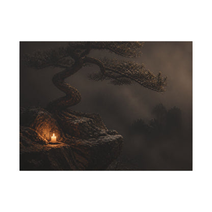 Pine Tree Shadow Zen Canvas Art | Luxurious Dark Japandi Art